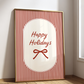 Happy Holidays Print | Red Pinstripe Bow