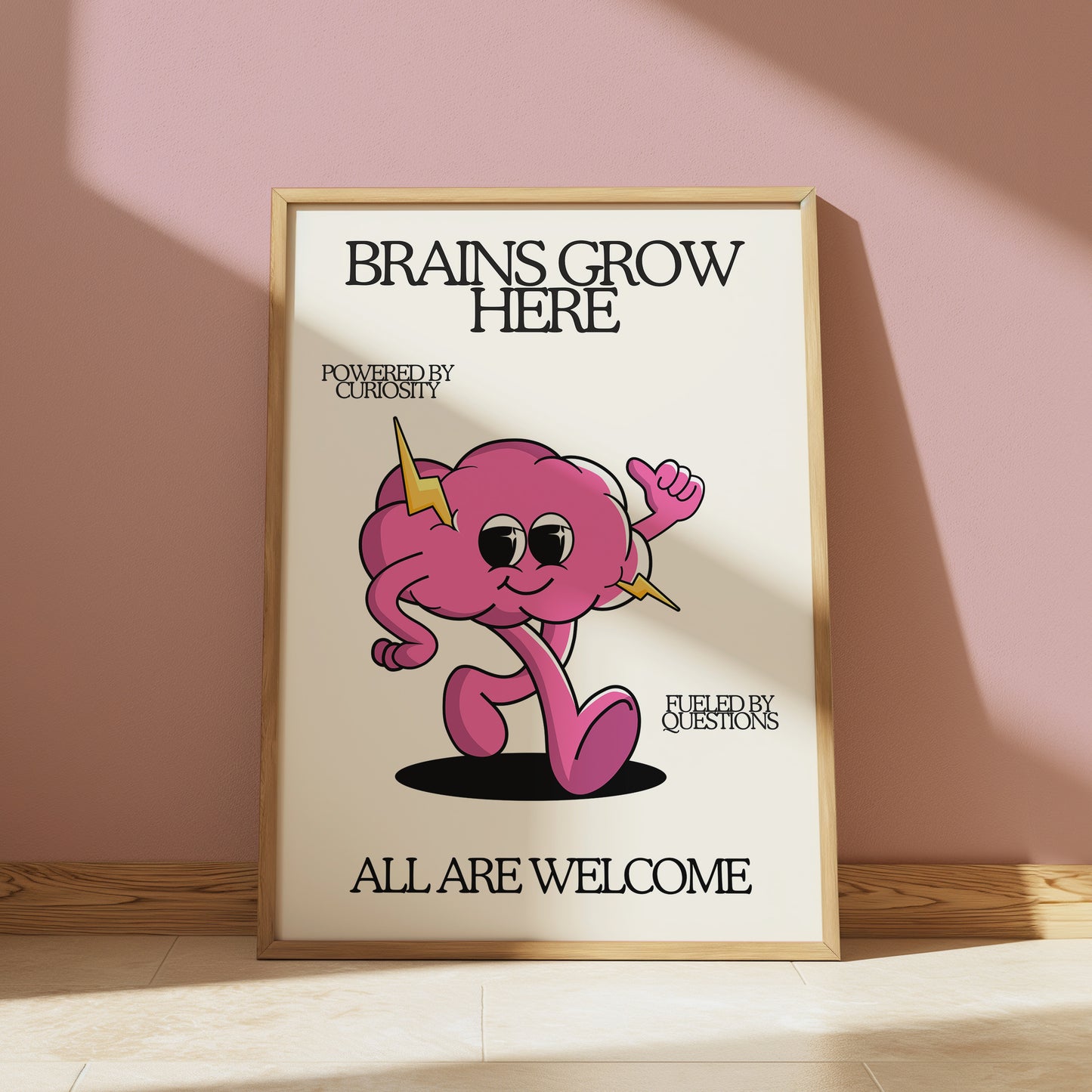 Brains Grow Here | Retro Character Classroom Art - Digital Print