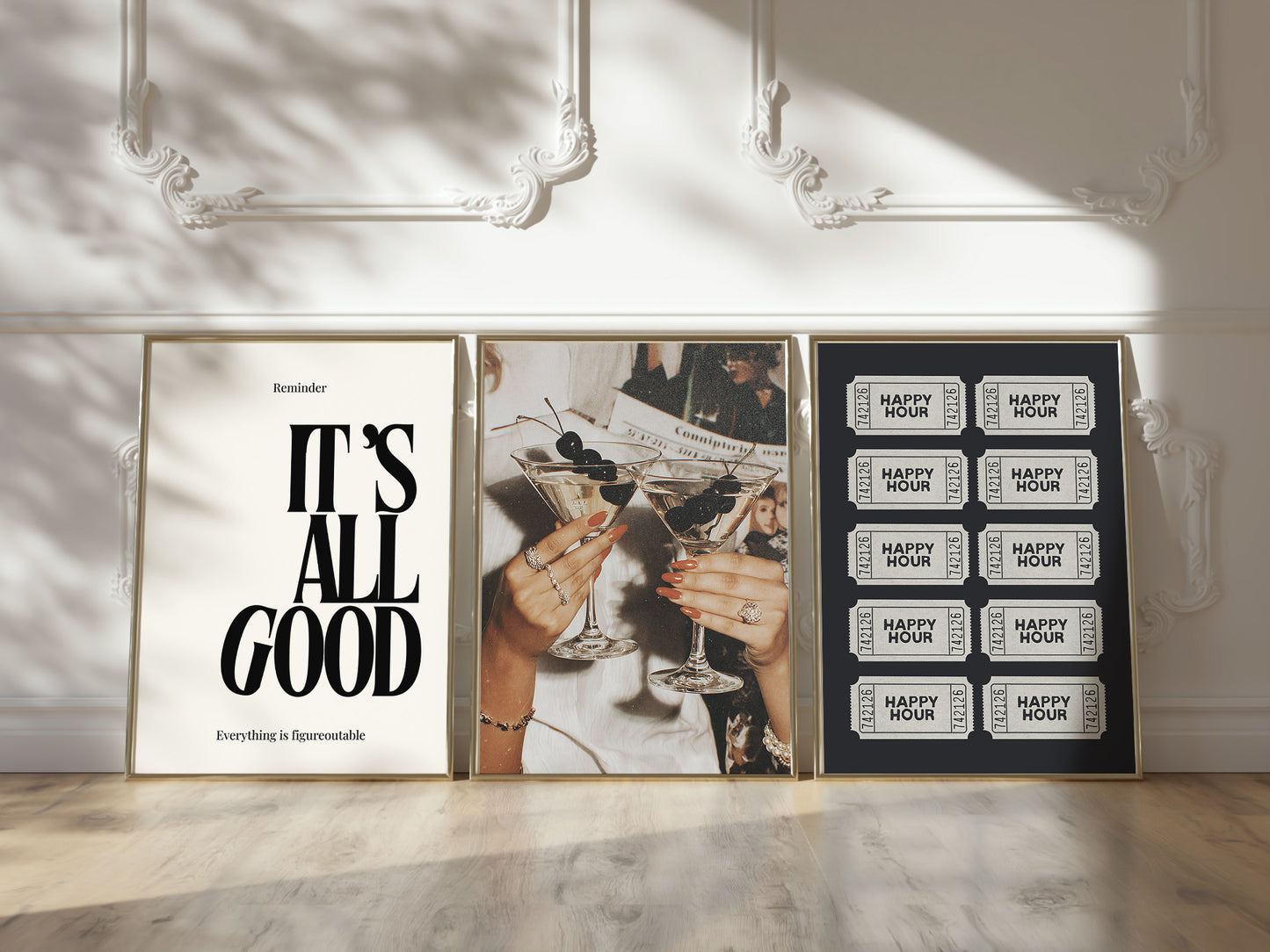 Cocktail Gallery Set of 3 — Bar Cart & Kitchen Wall Art