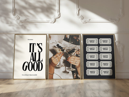 Cocktail Gallery Set of 3 — Bar Cart & Kitchen Wall Art