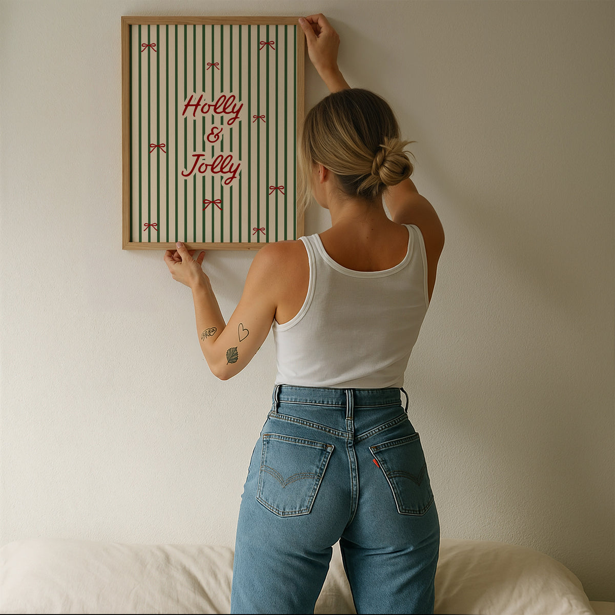 Holly & Jolly | Bow Striped Print