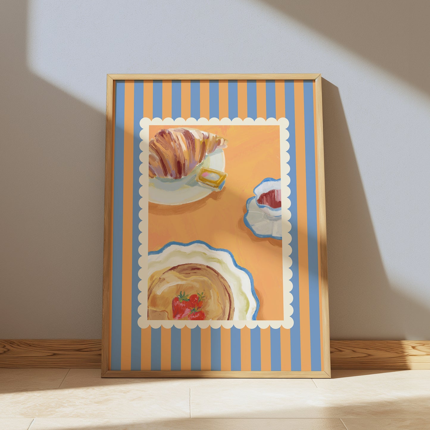 Striped Breakfast Art Print -  Digital Print