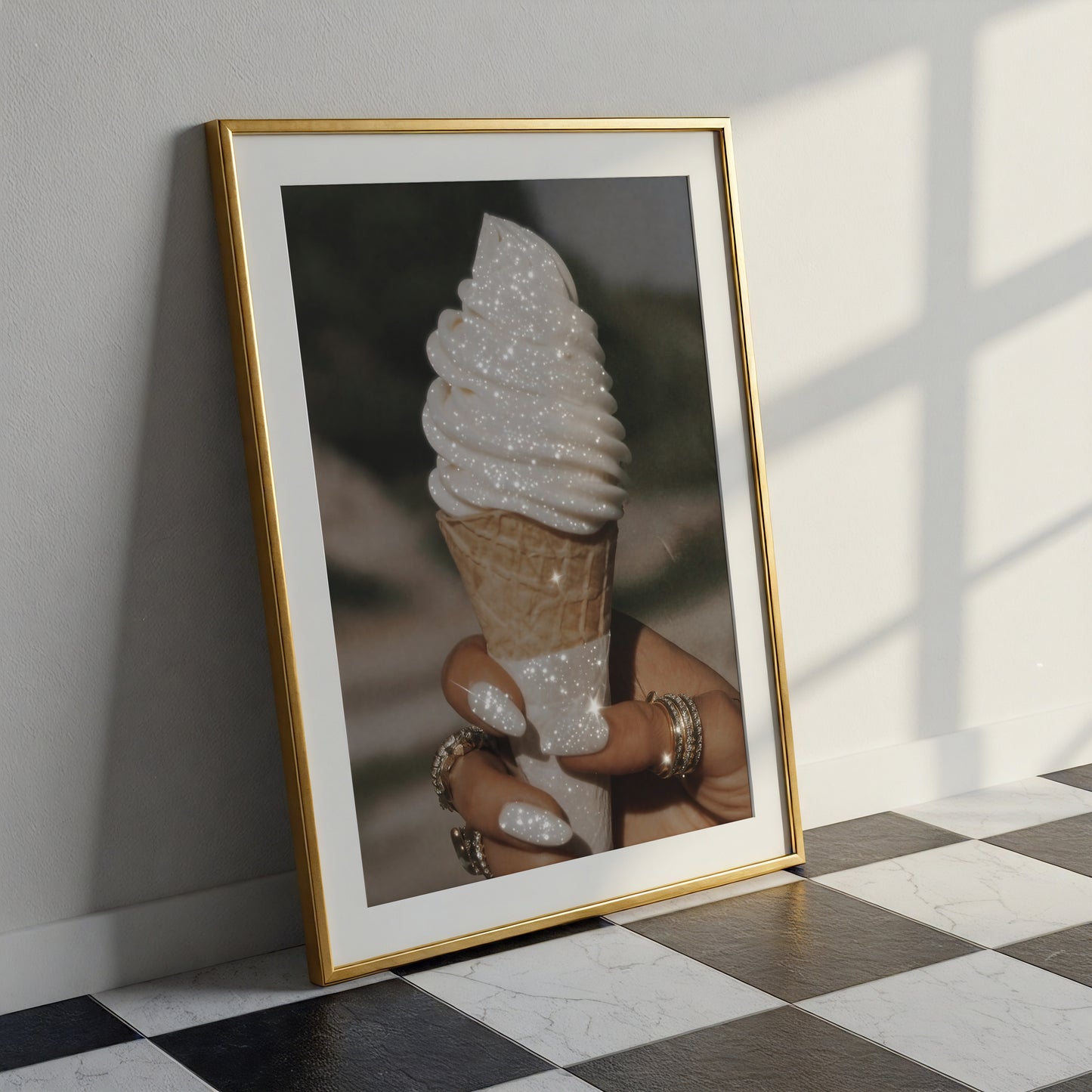 Retro Style Glitter Ice Cream Print - Digital Print