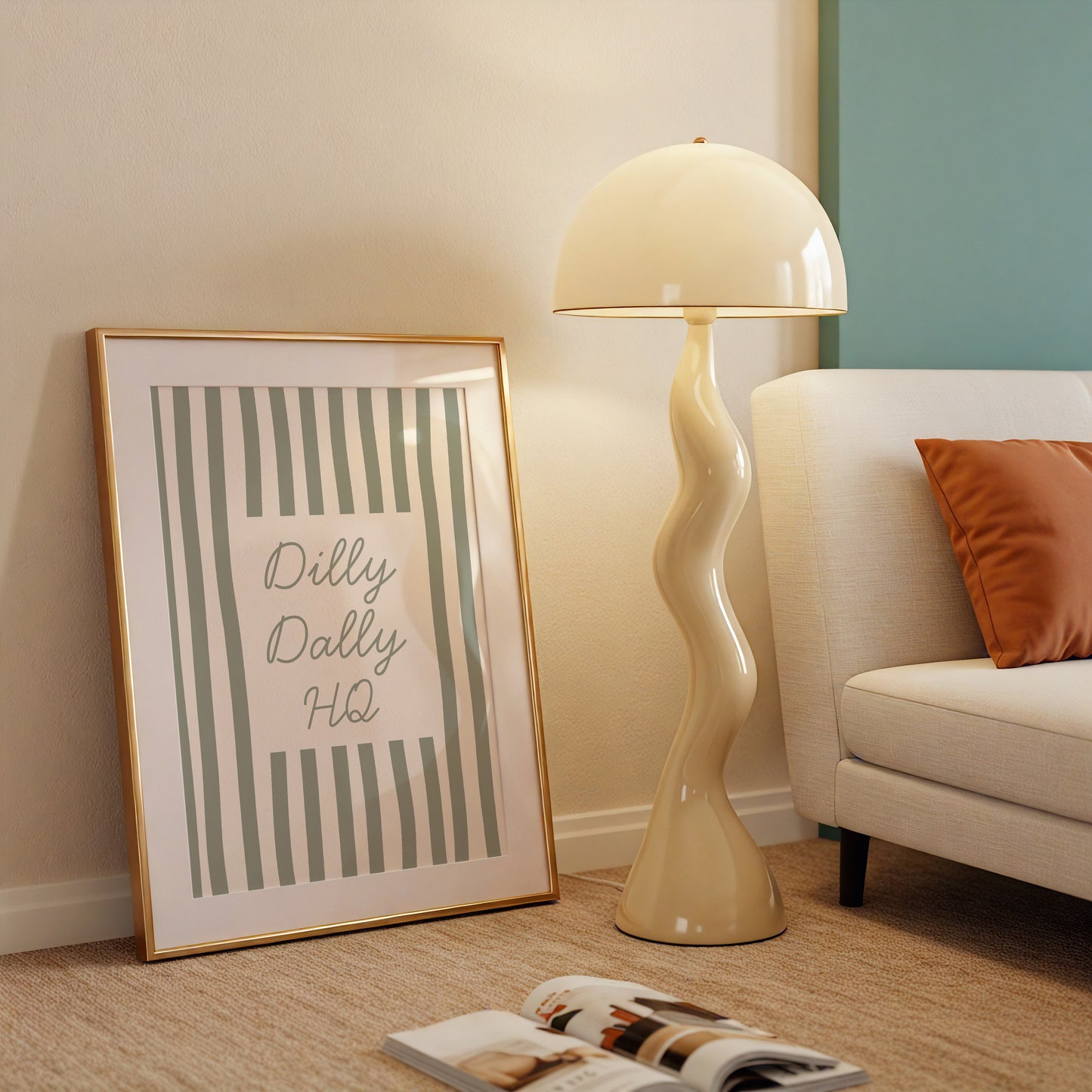 Dilly Dally HQ ( Headquarters ) Sage Green Striped Art - Digital Print