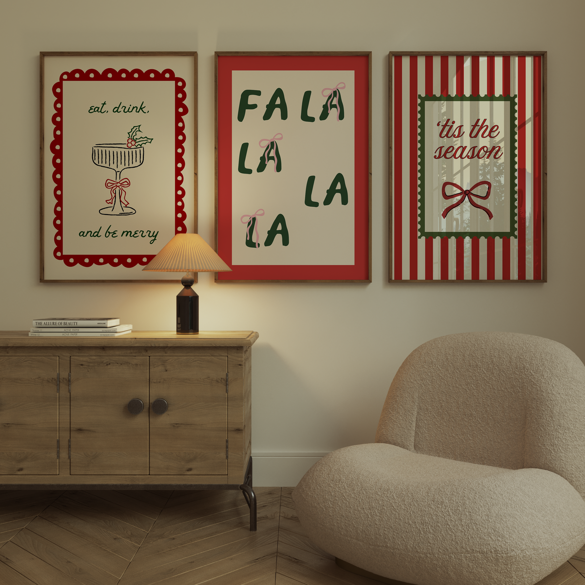 Christmas Print Set of 6 | Vintage Holiday Gallery Wall