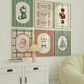 Vintage Christmas Print Set of 6 | Red & Green