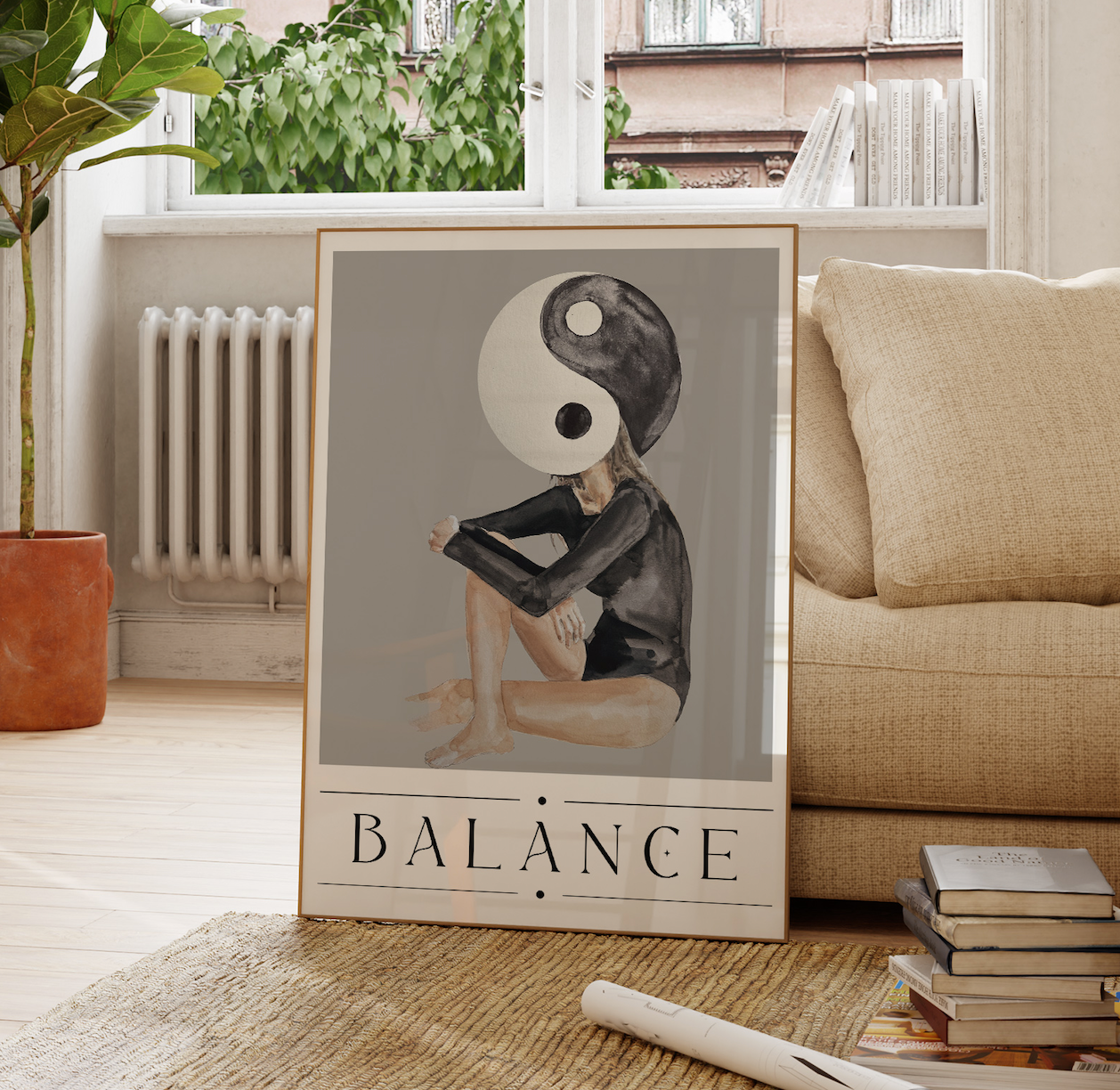 Balance Spiritual Quote Artwork, Ying Yang Wall Art, Spiritual Sayings Poster, Typography Print, Mindfulness Wall Art, Positive Affirmation