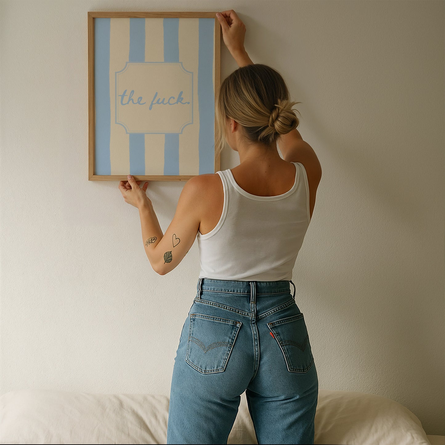 The Fuck Pastel Funny Striped Art - Digital Print