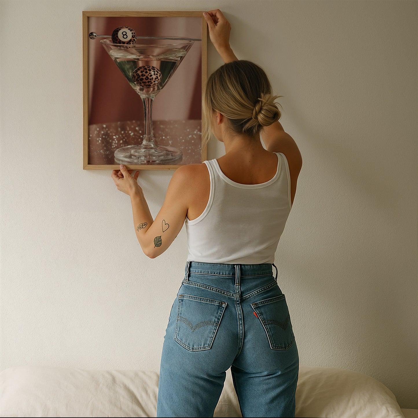 Leopard 8-Ball Martini Cocktail Print - Digital Print