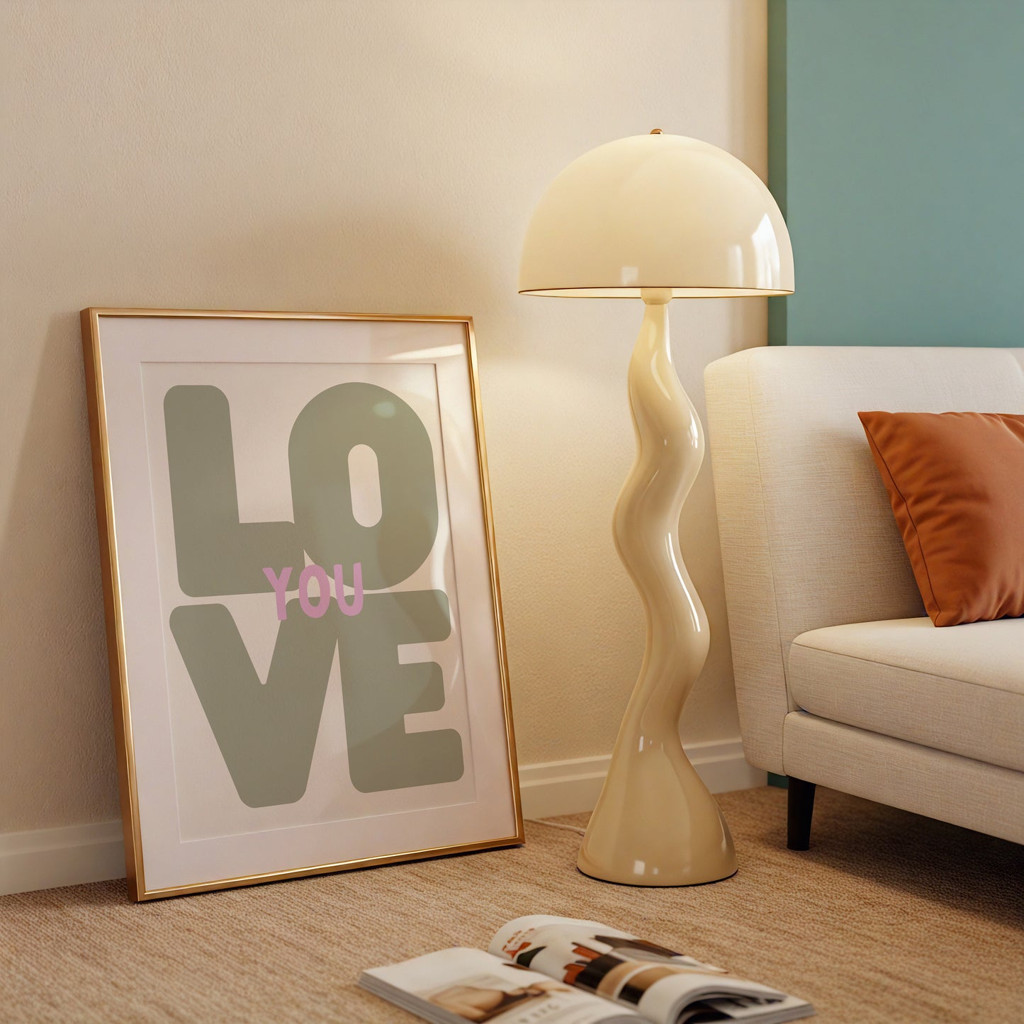Sage Green Love You Typography Art - Digital Print