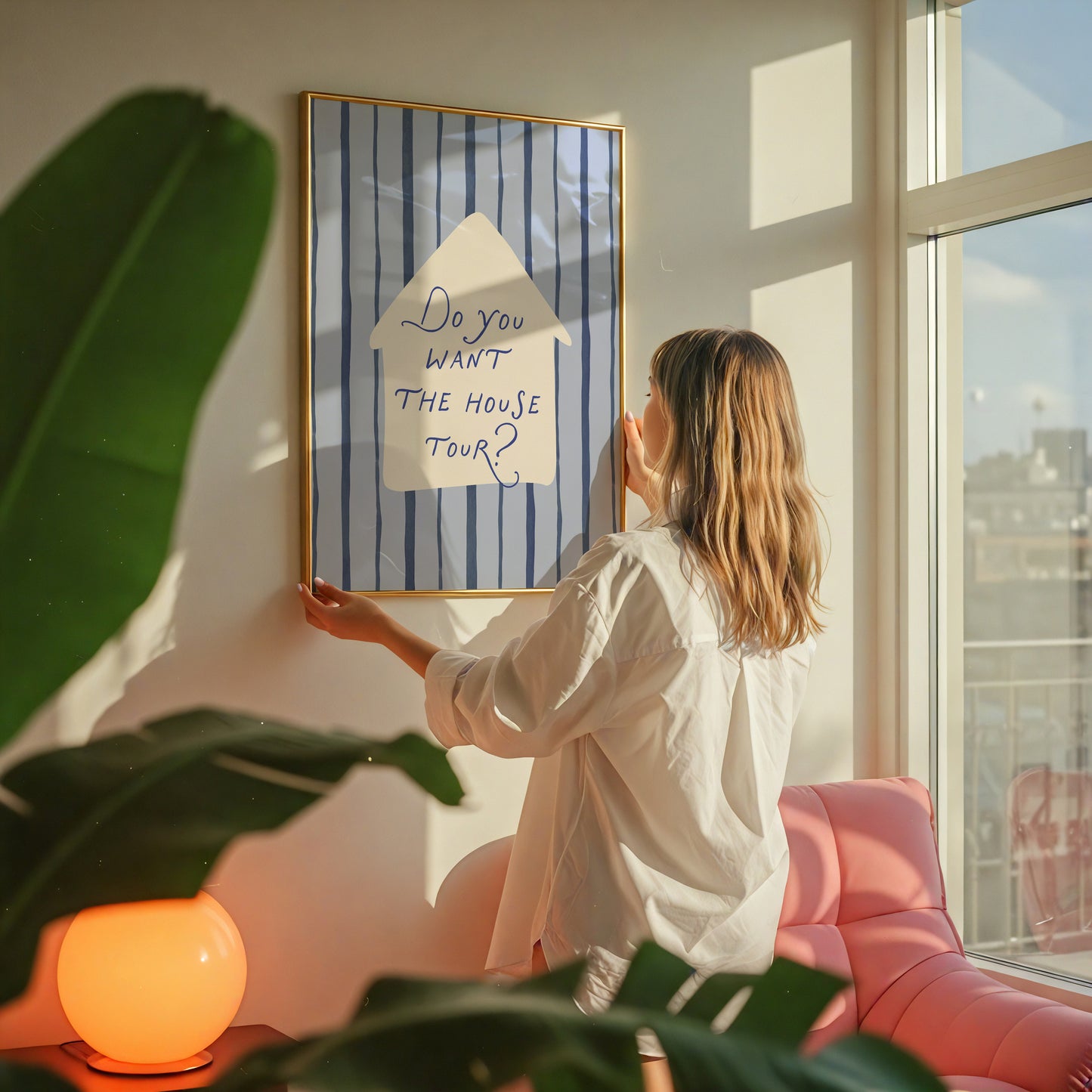 Do You Want the House Tour — Blue Stripe Print