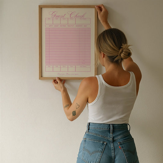 Retro Pink Blank Guest Check - Digital Print