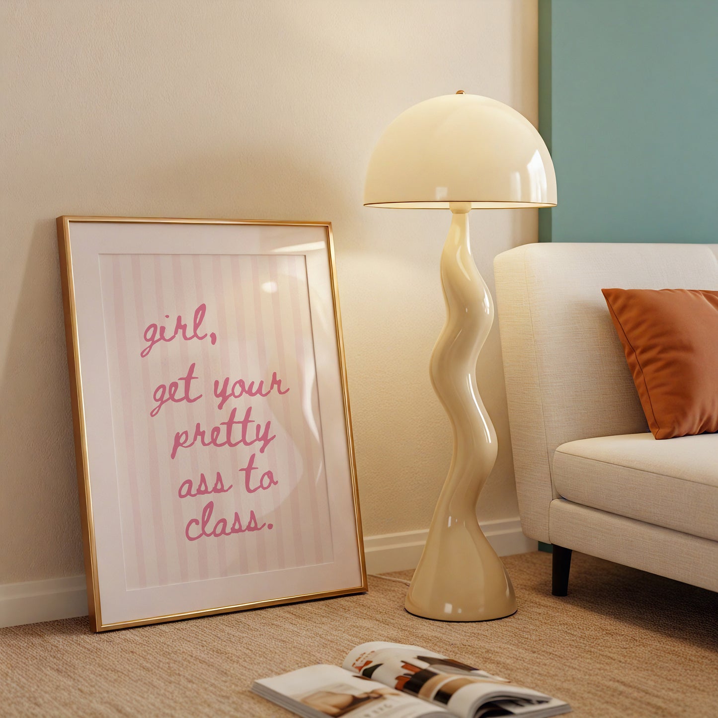 Girl, Get Your Pretty Ass To Class Pink Striped Print - Digital Print