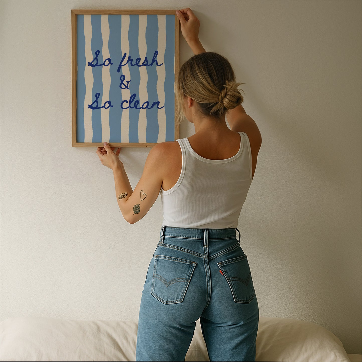So Fresh & So Clean Striped Bathroom Print - Digital Print
