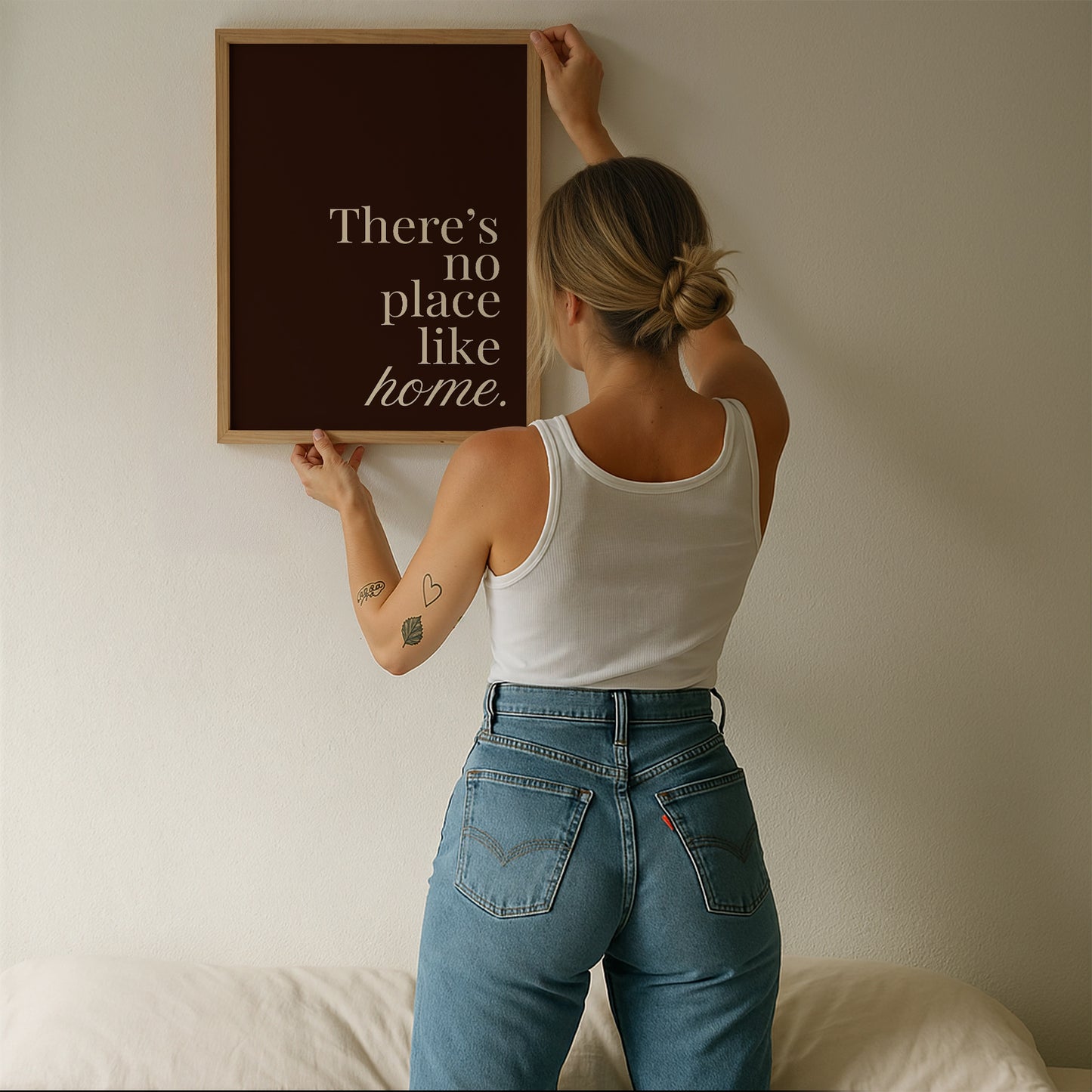There's No Place Like Home Brown Minimalist Typography - Digital Print