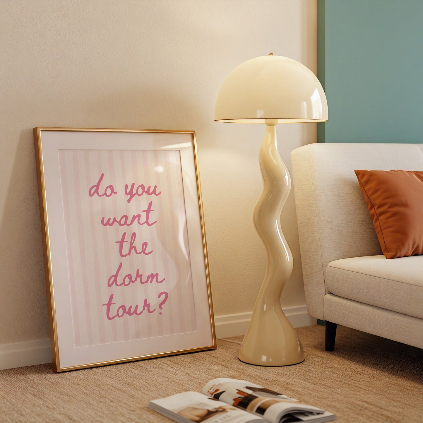 Pink Striped Do You Want the Dorm Tour? Art Poster - Digital Print