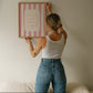 Pink and cream striped print featuring the handwritten quote "I'm nicer when I like my outfit" in pink script
