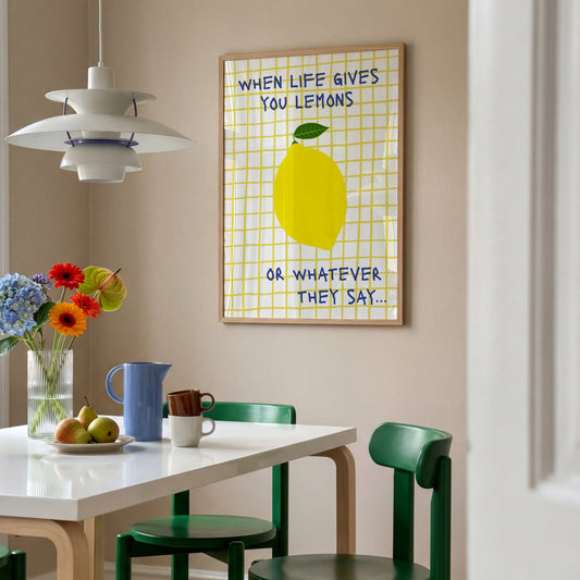 'When Life Gives You Lemons' art print — bright cheerful kitchen or dining room wall decor
