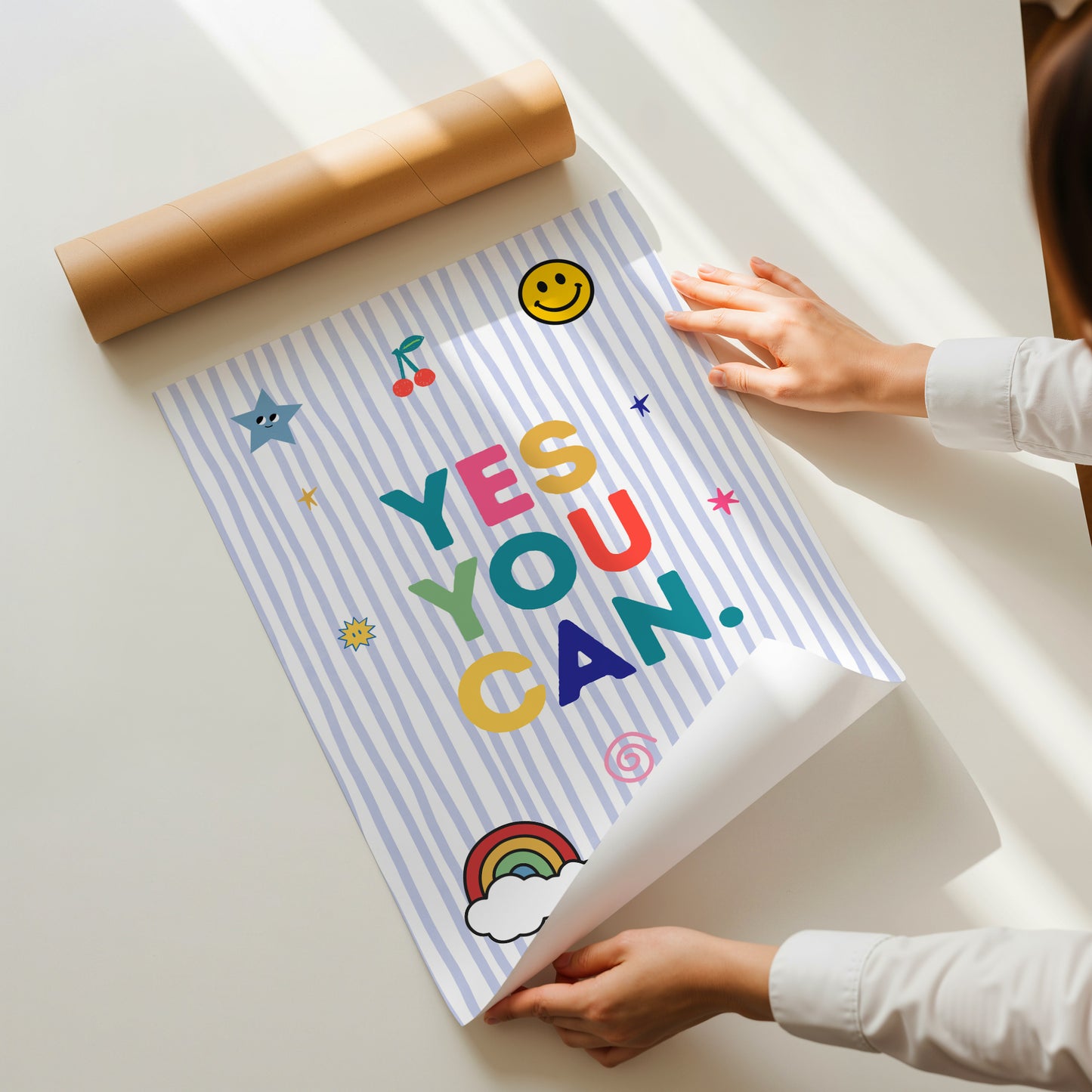 Yes You Can — Colourful Motivational Pennant Print