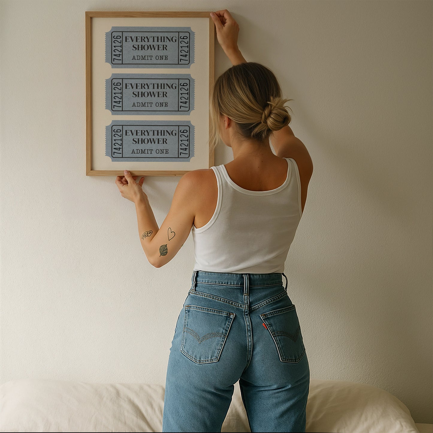 Everything Shower Retro Ticket Bathroom Sign - Digital Print
