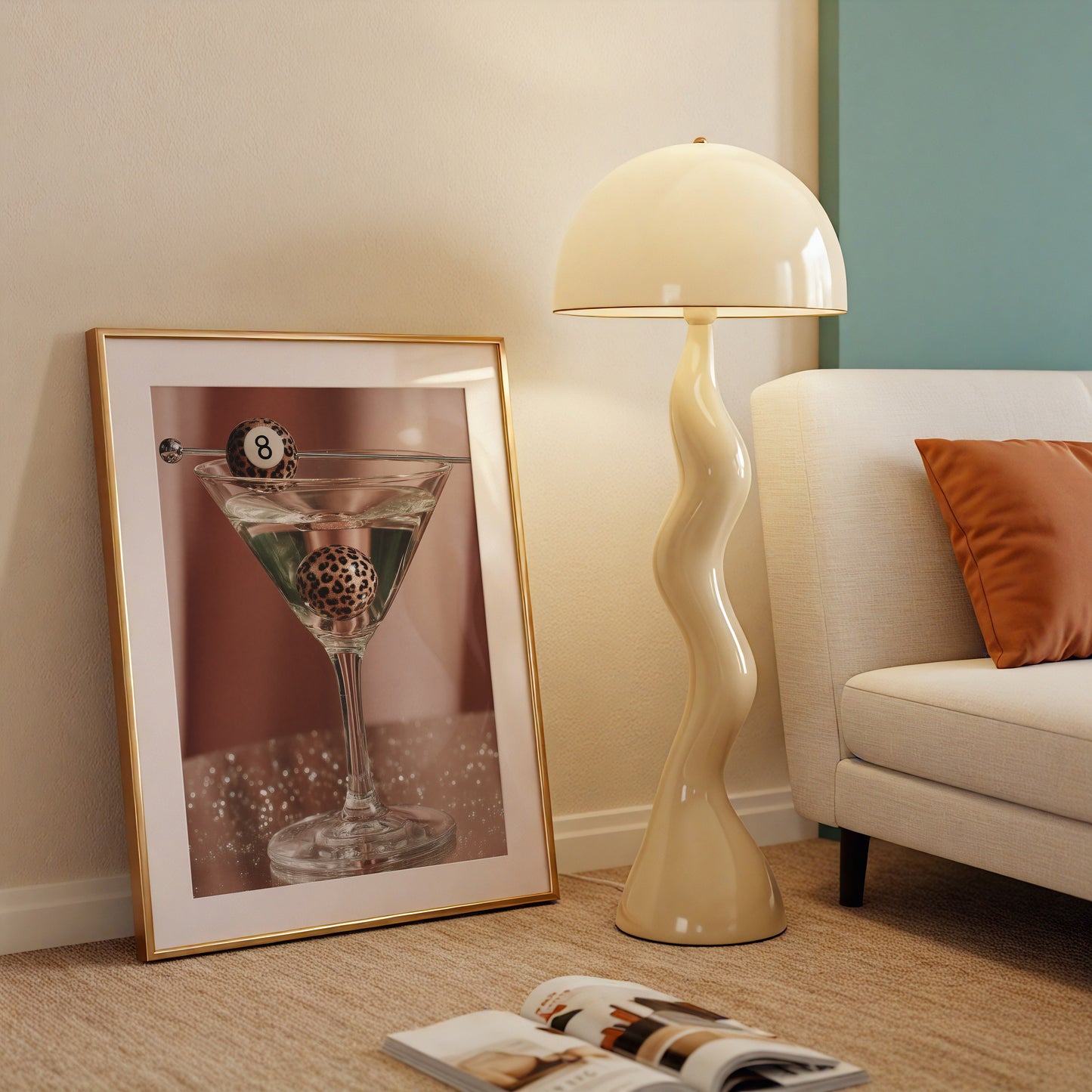 Leopard 8-Ball Martini Cocktail Print - Digital Print