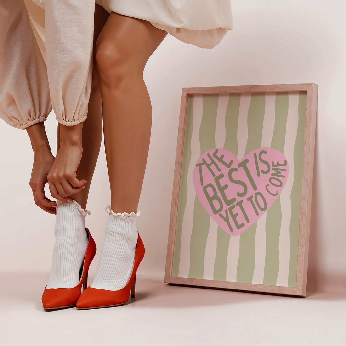 The Best Is Yet To Come Striped Heart Print - Digital Print