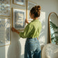 Set of 10 calm corner prints in tan and blue: "Take Your Time," "I am enough" on a smiley face, "Breathe" beside a meditating duck illustration, a "Daily Check-in, All Feelings Welcome!" chart with cartoon stars and clouds, "Slow Down, You're Doing Fine!", "You are enough," "Be Kind To Your Mind" on a checkered background, "This is a Safe Space" on a house shape, "The way you speak to yourself matters" beside a heart illustration, and "It's OK to Not Be OK."