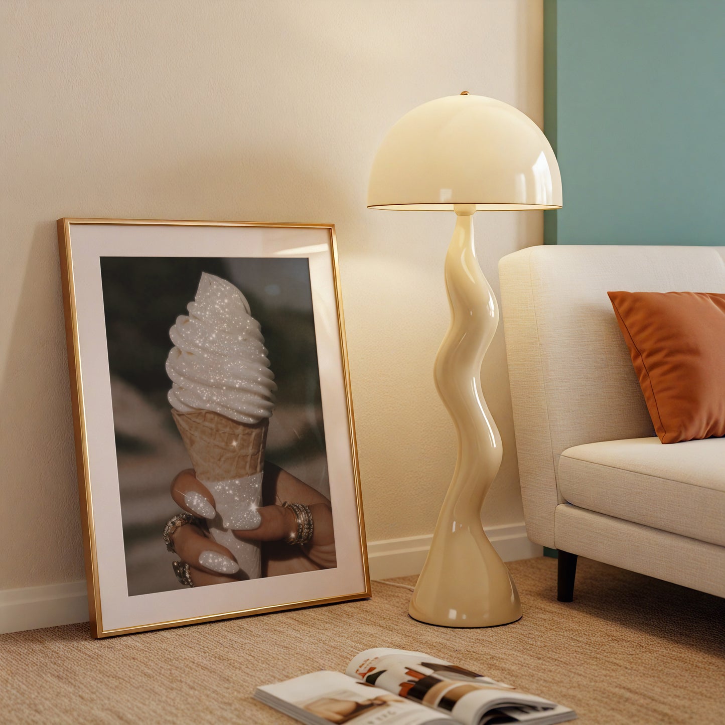 Retro Style Glitter Ice Cream Print - Digital Print