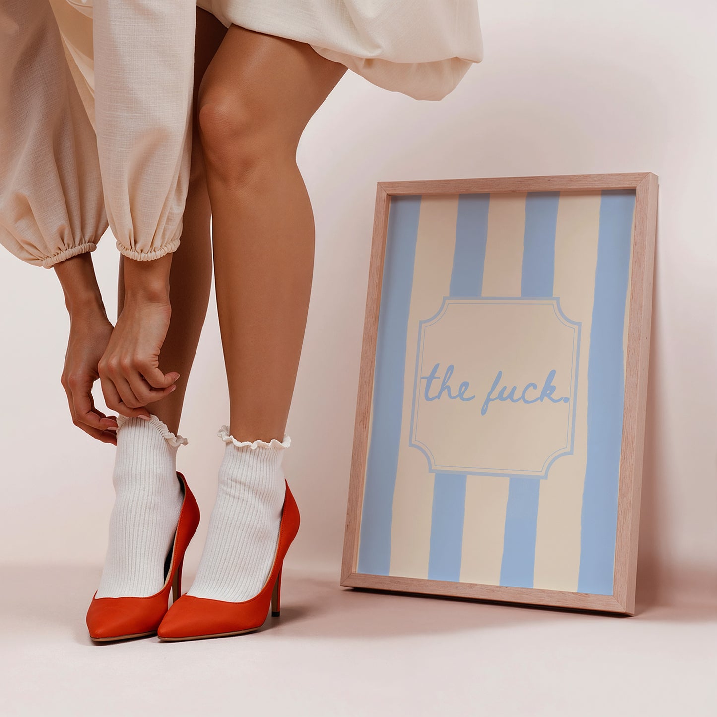 The Fuck Pastel Funny Striped Art - Digital Print