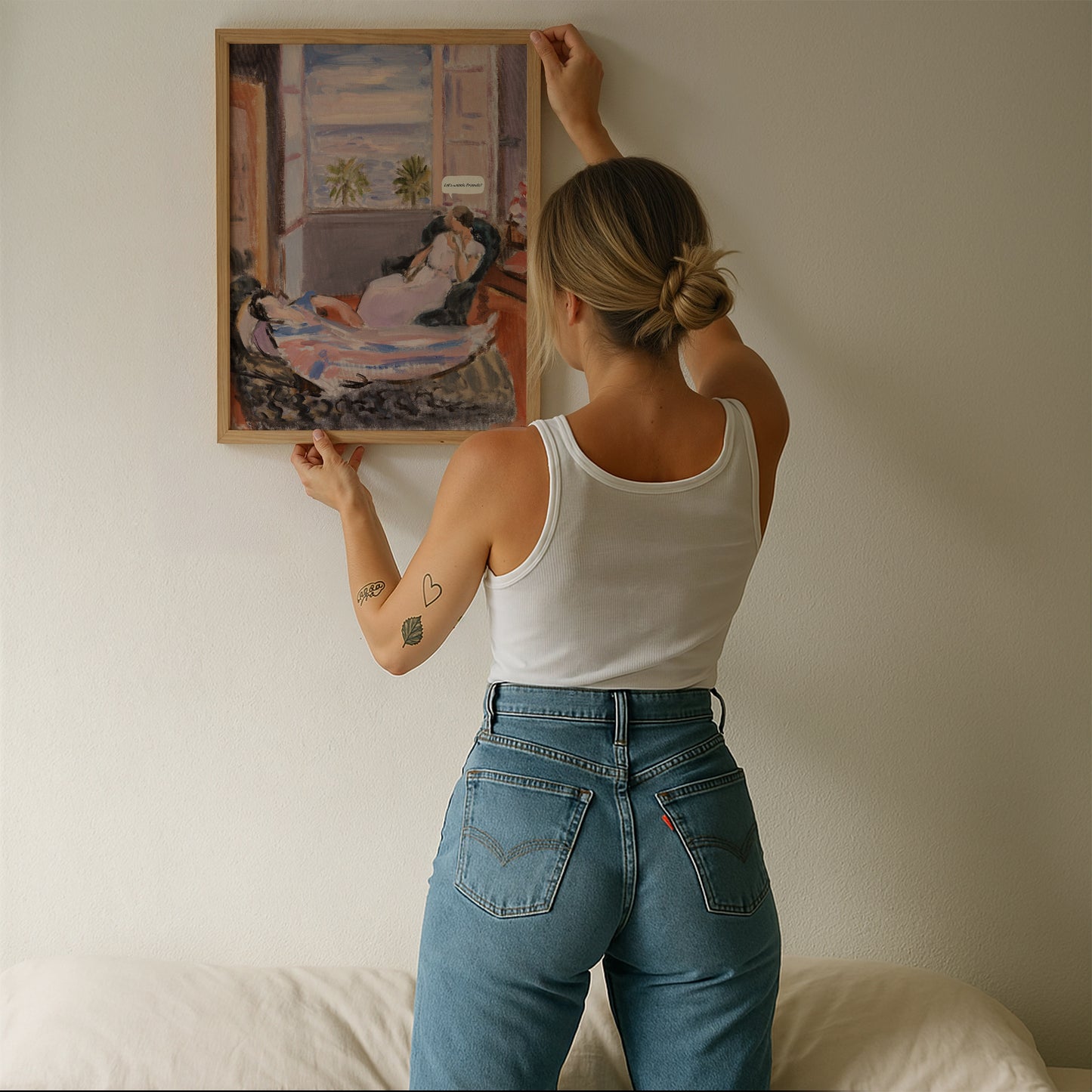 Altered Vintage Painting - Let's Watch Friends Quote | Digital Print