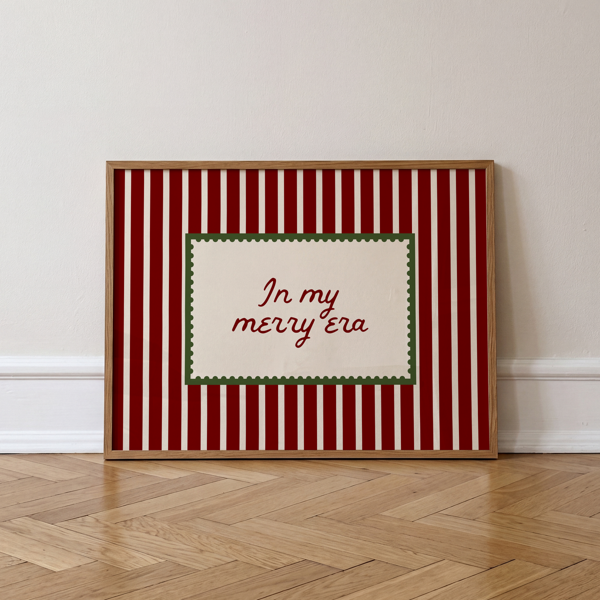 In My Merry Era | Red Striped Christmas Stamp Print