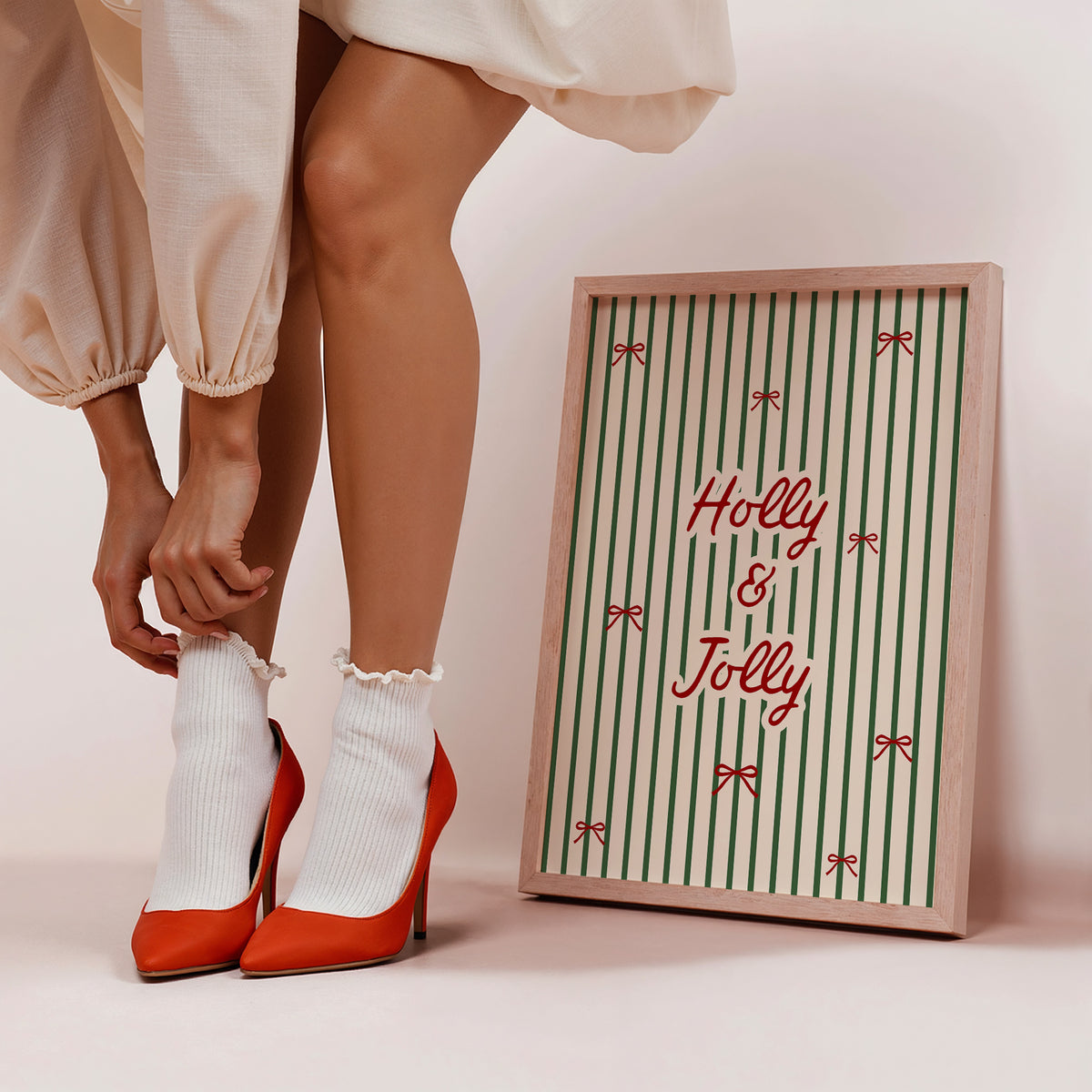 Holly & Jolly | Bow Striped Print