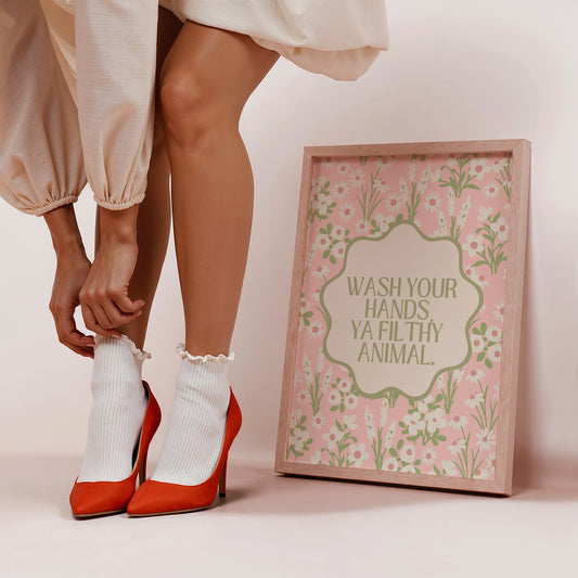Pink Wash Your Hands You Filthy Animal Bathroom Print - Digital Print
