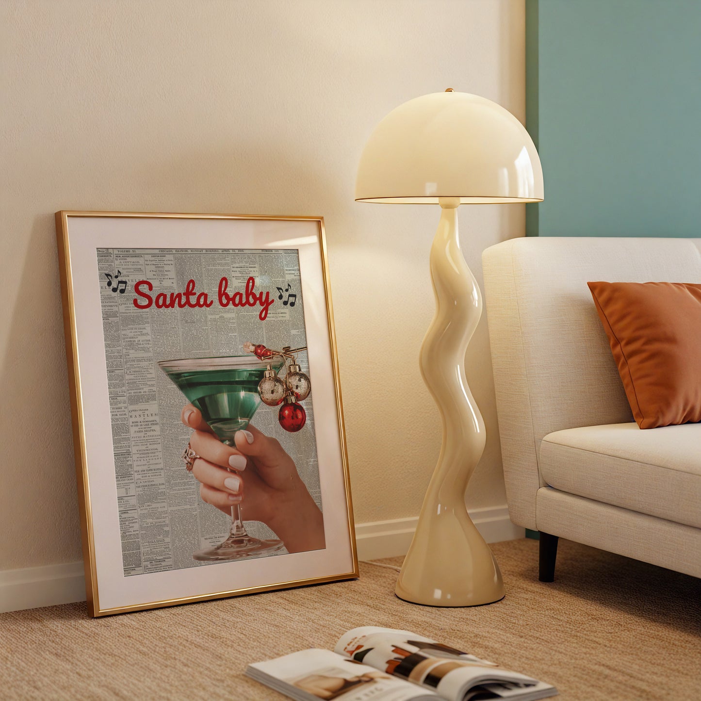 Santa Baby Retro Christmas Art - Digital Print