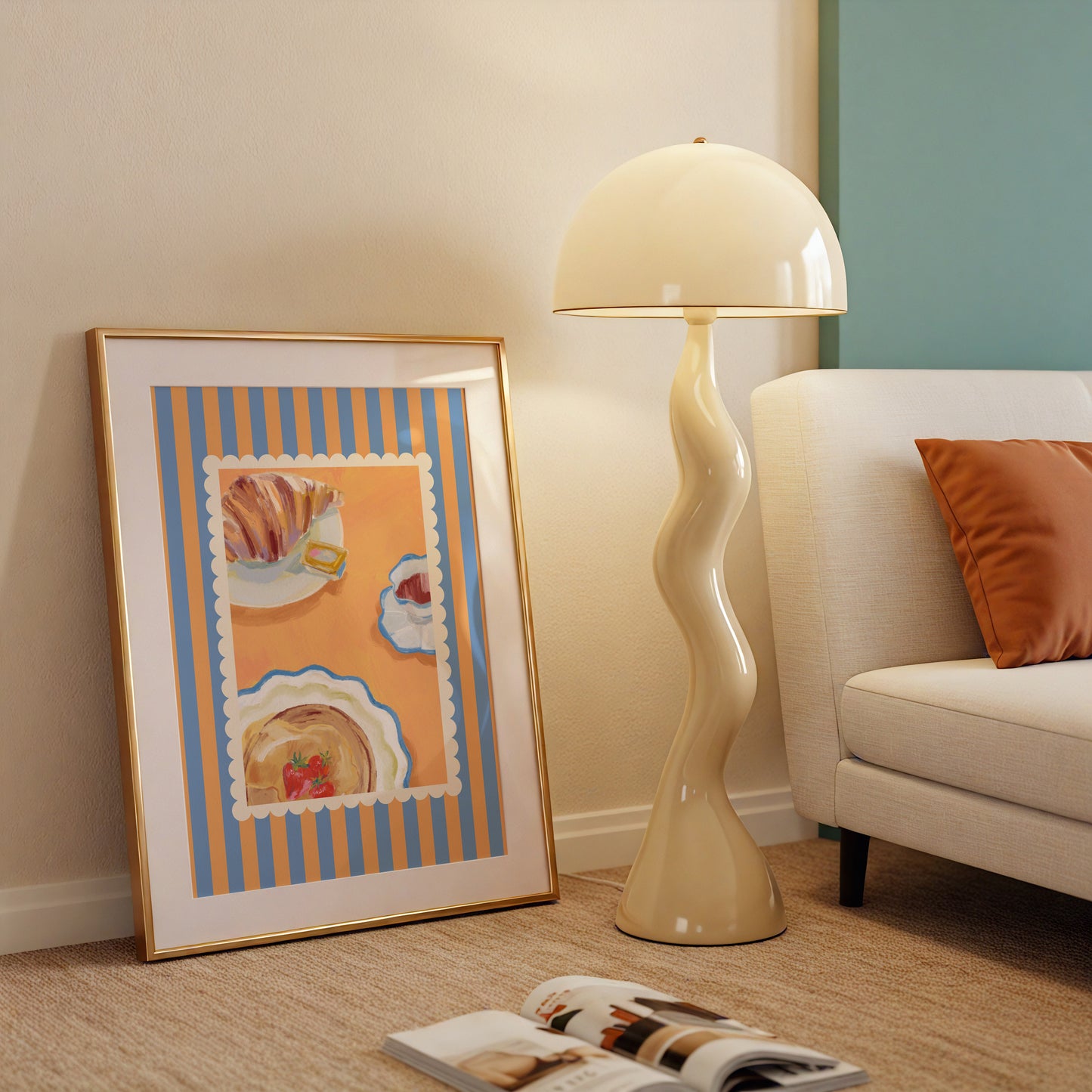 Striped Breakfast Art Print -  Digital Print