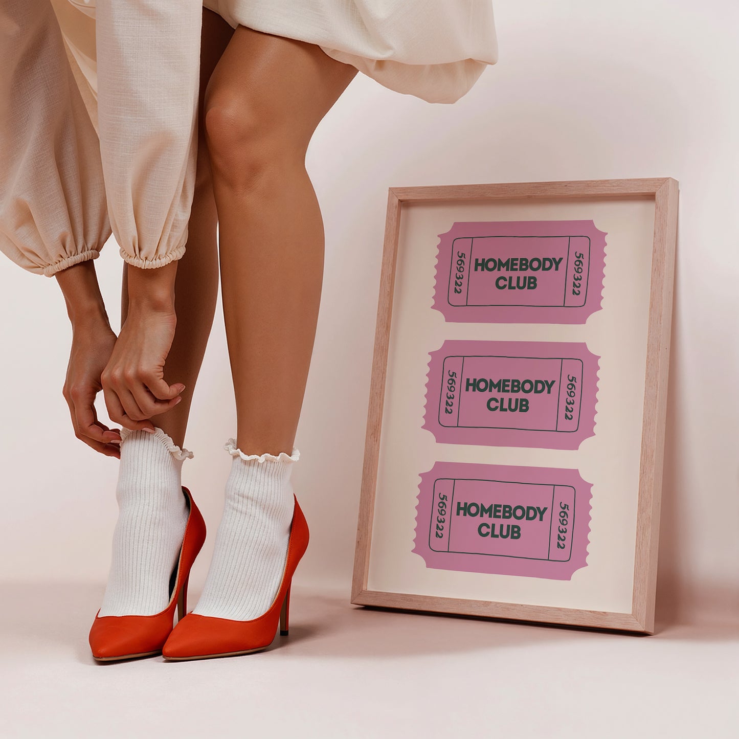 The Homebody Club Retro Ticket Sign - Digital Print