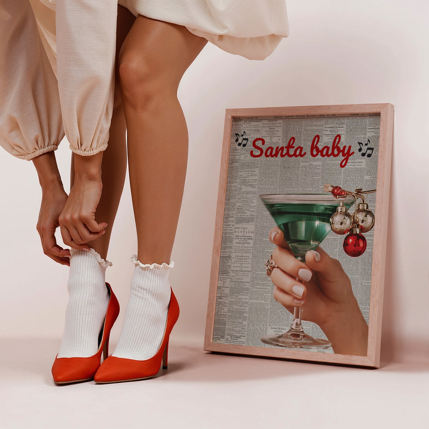 Santa Baby Retro Christmas Art - Digital Print