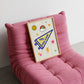 Yes You Can varsity pennant art print on dorm room nightstand with vintage lamp — motivational bedroom wall decor