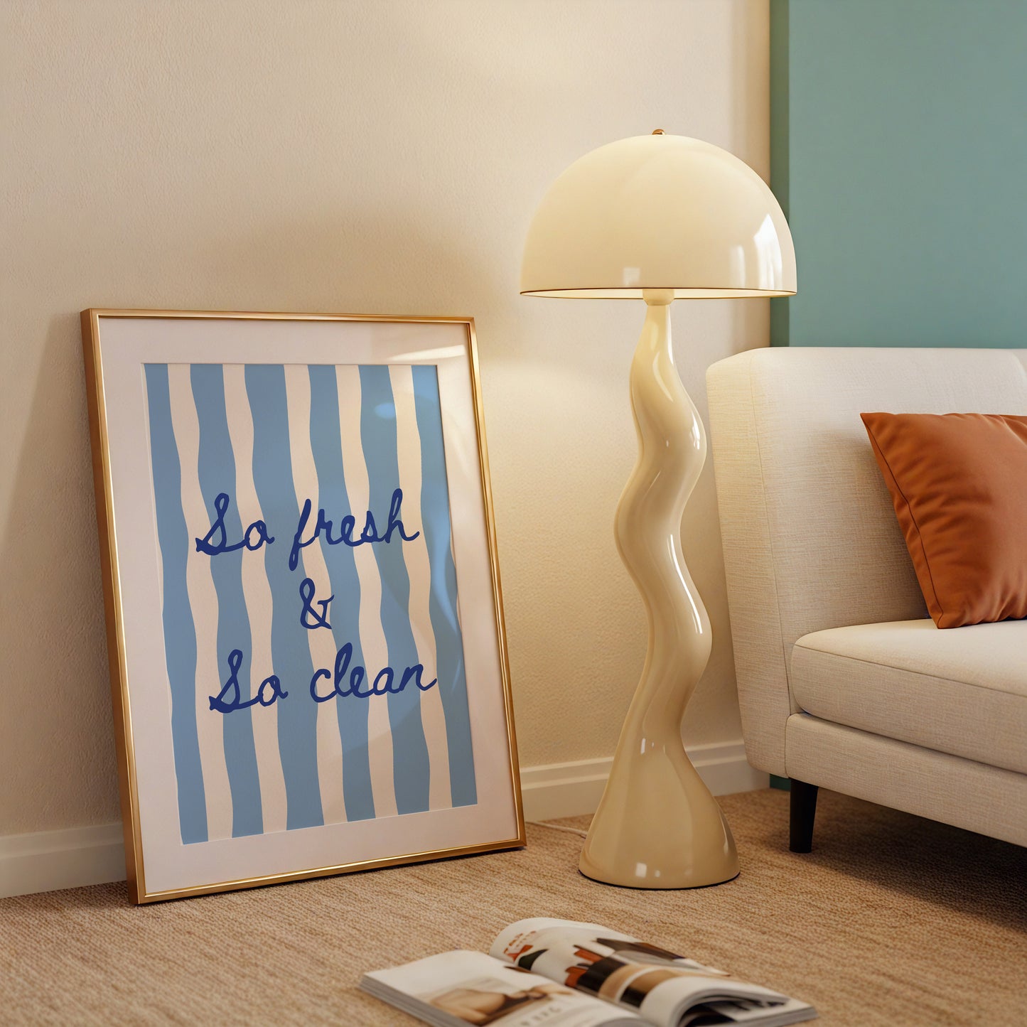 So Fresh & So Clean Striped Bathroom Print - Digital Print