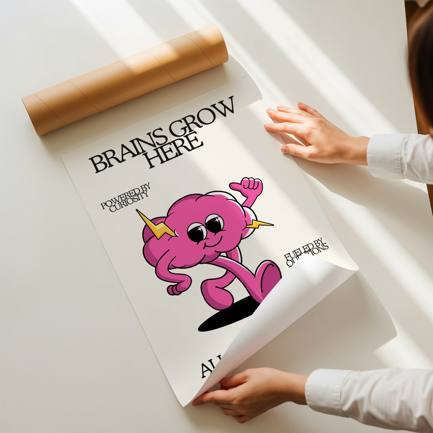 Brains Grow Here | Retro Character Classroom Art - Digital Print