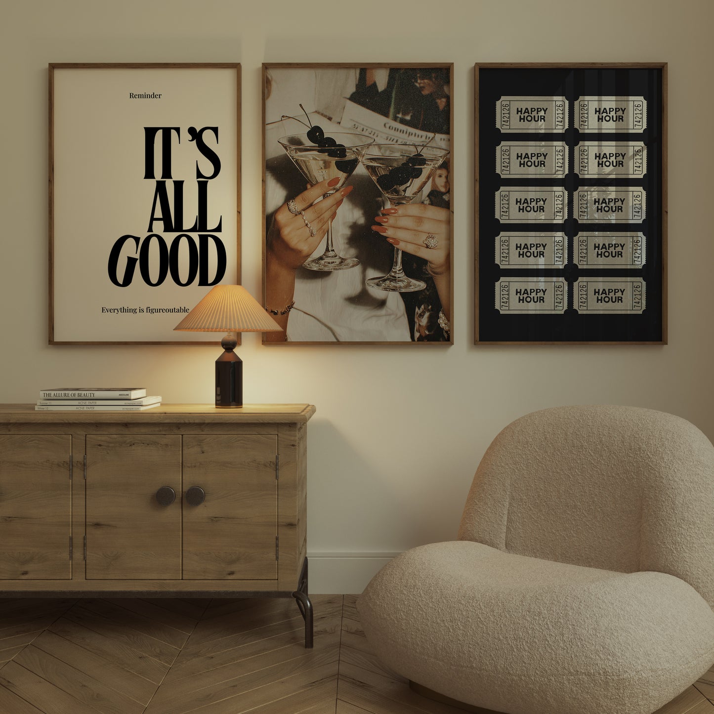Cocktail Gallery Set of 3 — Bar Cart & Kitchen Wall Art