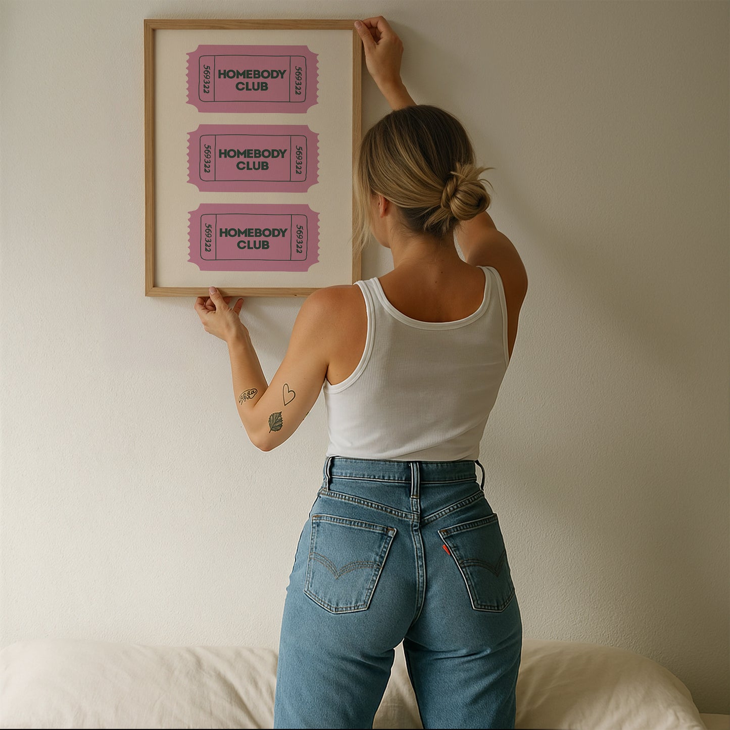 The Homebody Club Pink & Green Retro Ticket Sign - Digital Print