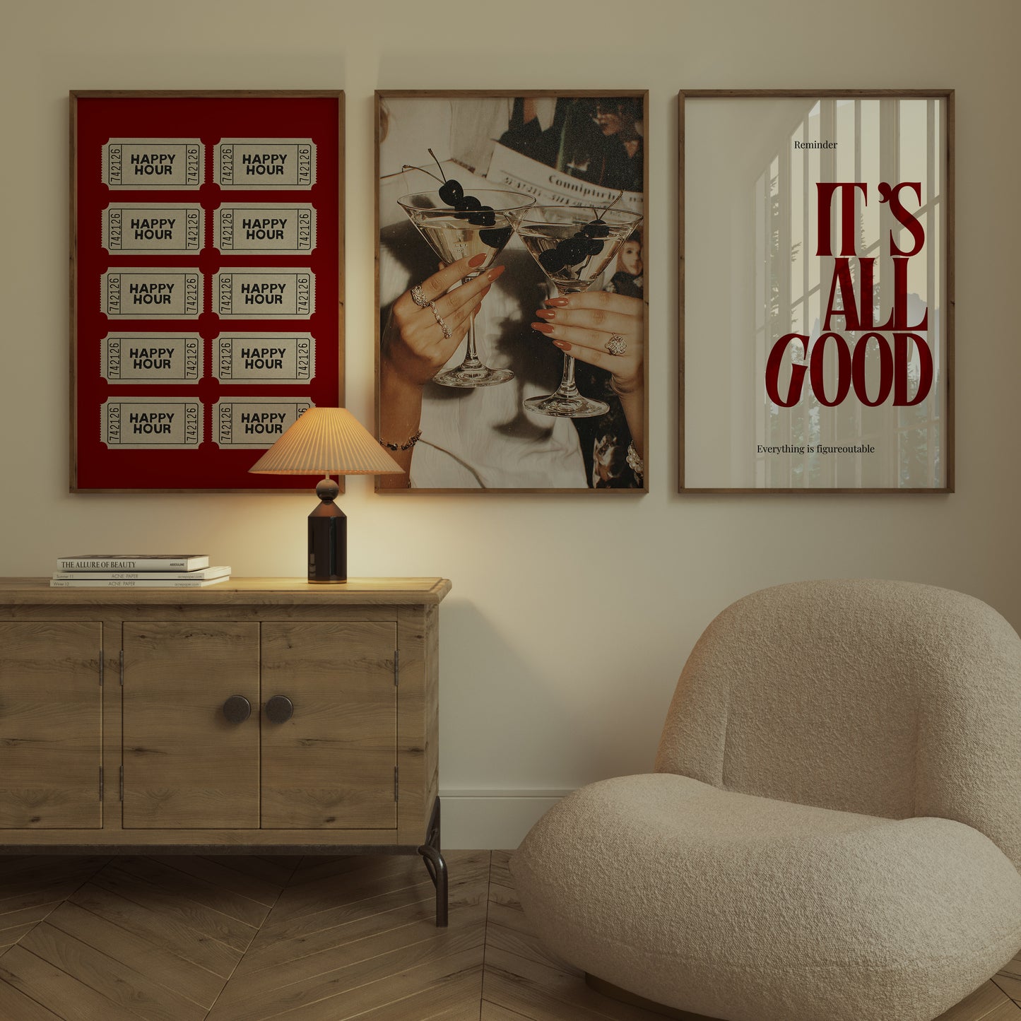 Red Cocktail Gallery Set of 3