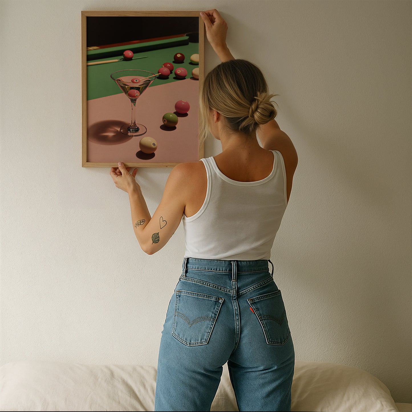 Retro Billiard Pink 8-Ball Martini Cocktail Print - Digital Print