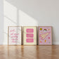Pink Dorm Room Gallery Set of 3