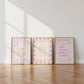 Pink Dorm Art Set of 3 - Trendy Gallery Wall Prints - Digital Print