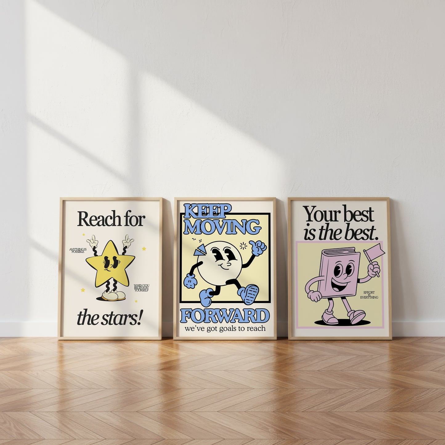 Retro Motivational Set of 3 — Classroom Wall Art Prints