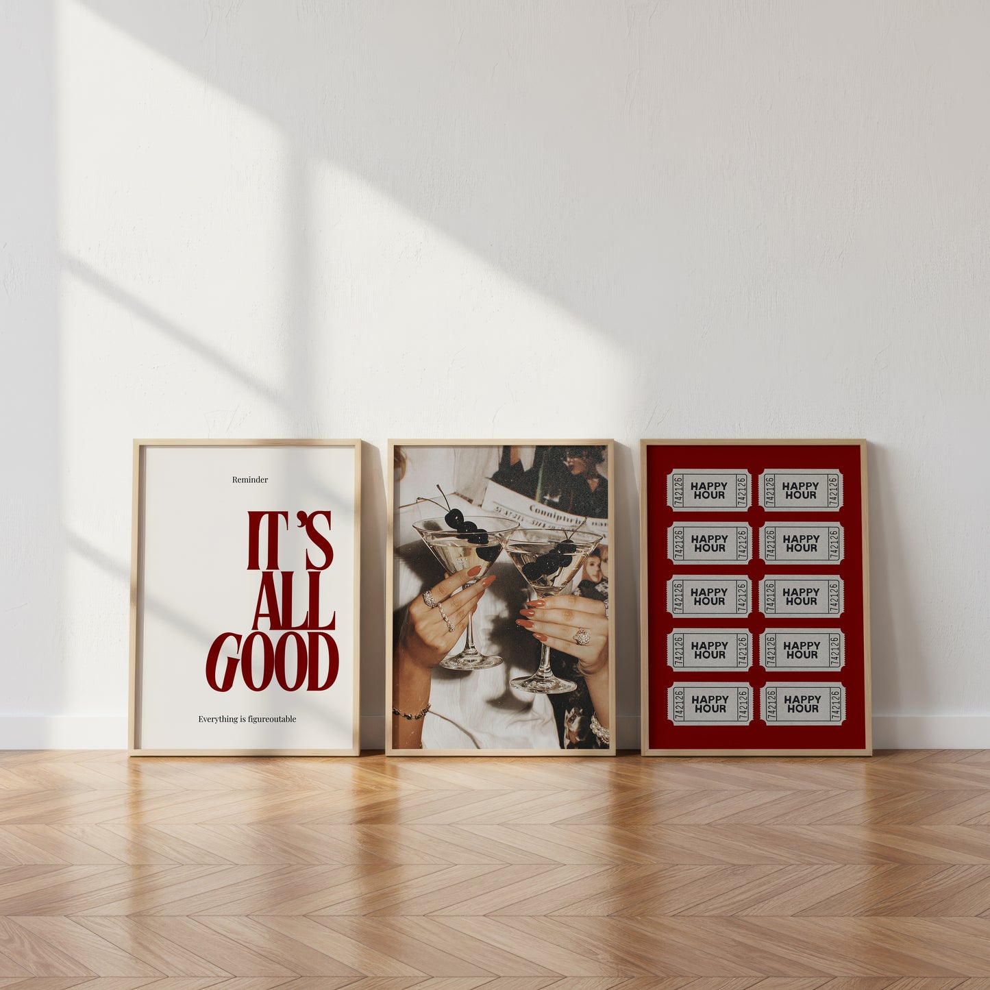 Red Cocktail Gallery Set of 3