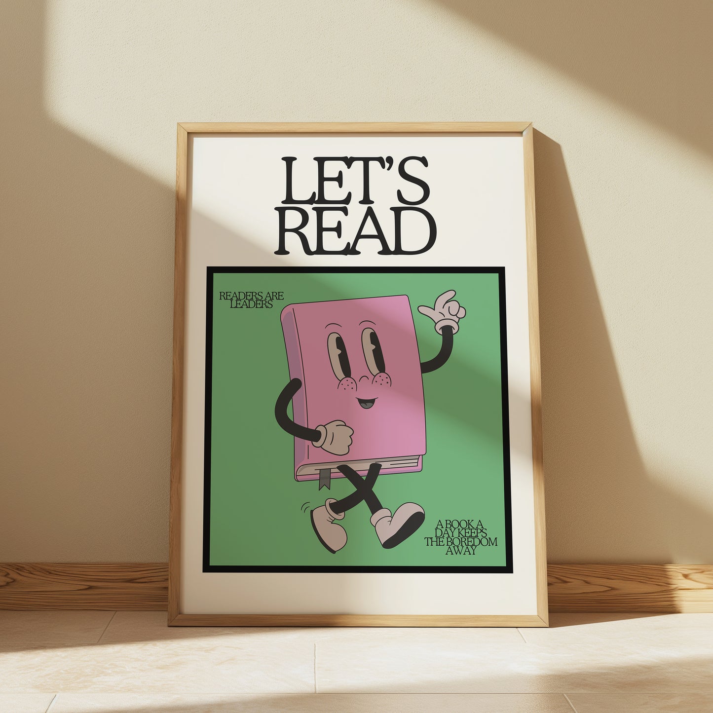 Cute Retro Book Character Classroom Art - Digital Print