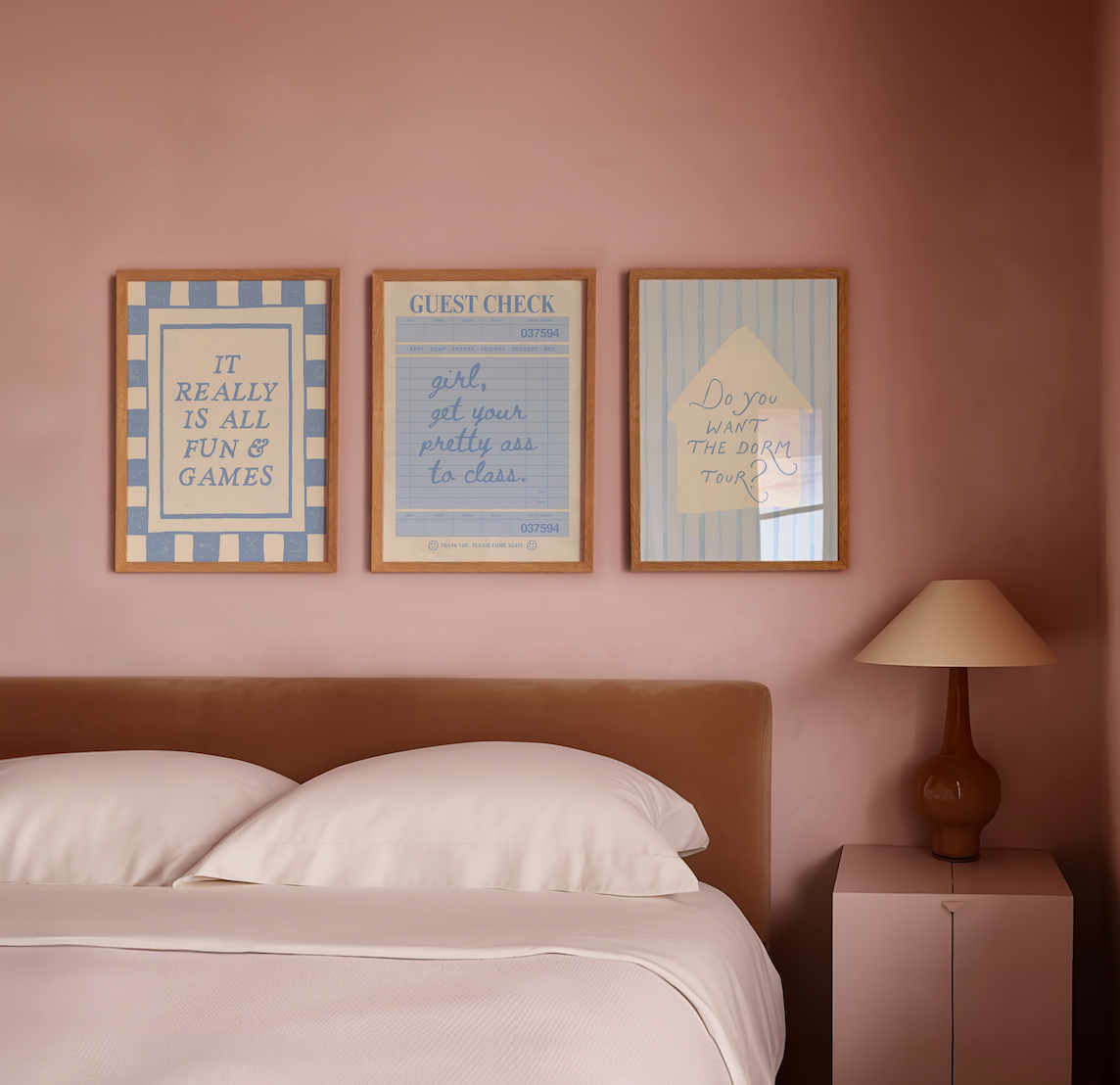 Blue Dorm Art Set of 3 - Trendy Gallery Wall Prints - Digital Print